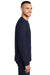 Port & Company PC61LS/PC61LST Mens Essential Long Sleeve Crewneck T-Shirt Deep Navy Blue Model Side