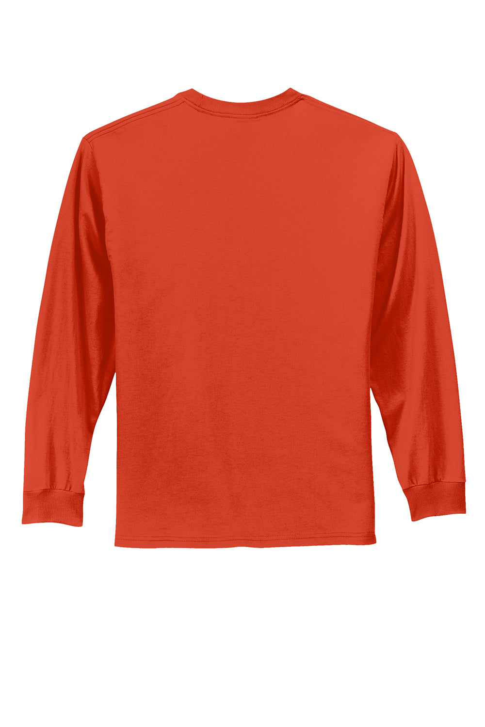 Port & Company PC61LS/PC61LST Mens Essential Long Sleeve Crewneck T-Shirt Orange Flat Back