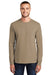 Port & Company PC61LS/PC61LST Mens Essential Long Sleeve Crewneck T-Shirt Sand Brown Model Front