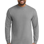 Port & Company Mens Essential Long Sleeve Mock Neck T-Shirt - Heather Grey