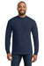 Port & Company PC61M Mens Essential Long Sleeve Mock Neck T-Shirt Navy Blue Model Front