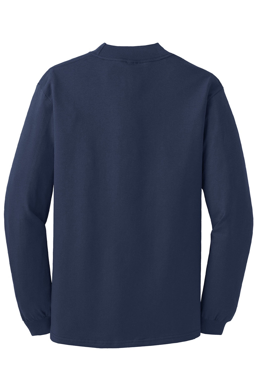 Port & Company PC61M Mens Essential Long Sleeve Mock Neck T-Shirt Navy Blue Flat Back