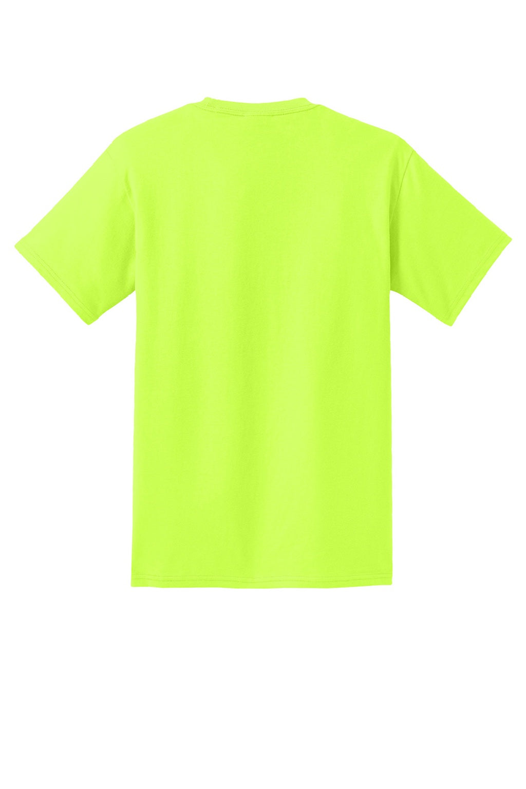 Port & Company PC61P/PC61PT Mens Essential Short Sleeve Crewneck T-Shirt w/ Pocket Safety Green Flat Back