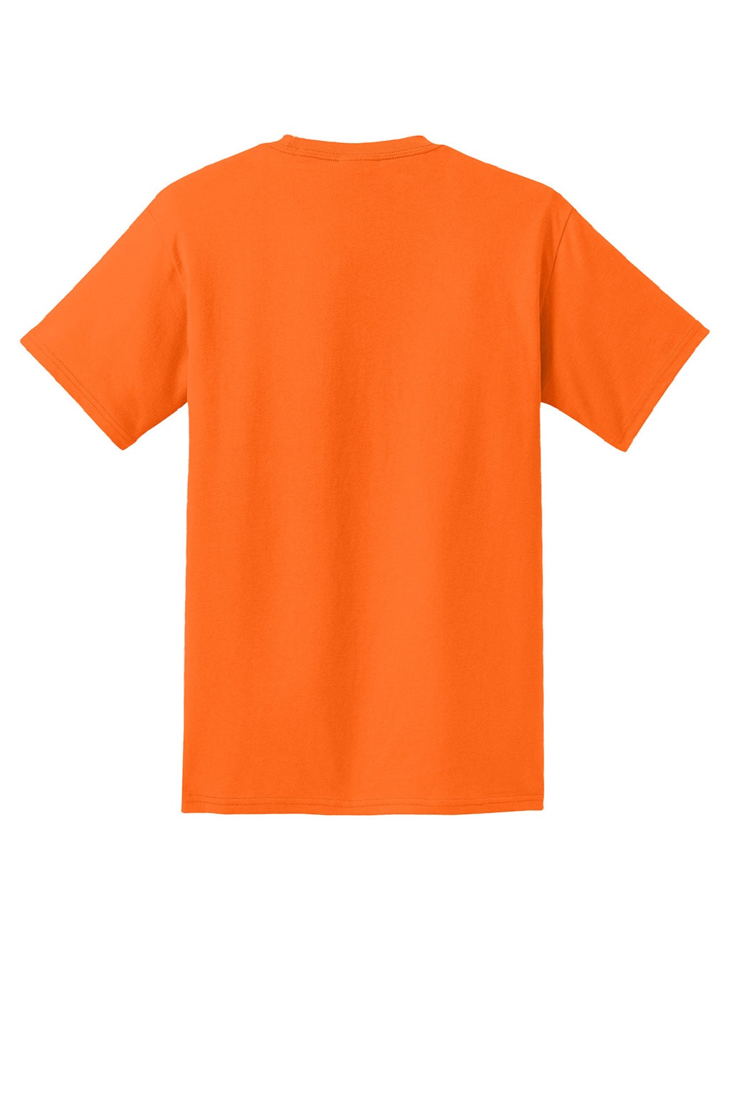 Port & Company PC61P/PC61PT Mens Essential Short Sleeve Crewneck T-Shirt w/ Pocket Safety Orange Flat Back