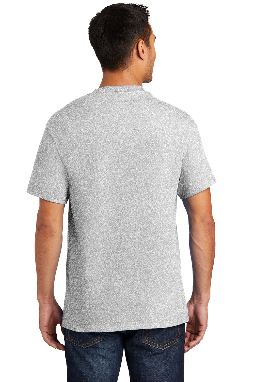 Port & Company PC61P/PC61PT Mens Essential Short Sleeve Crewneck T-Shirt w/ Pocket Ash Grey Model Back