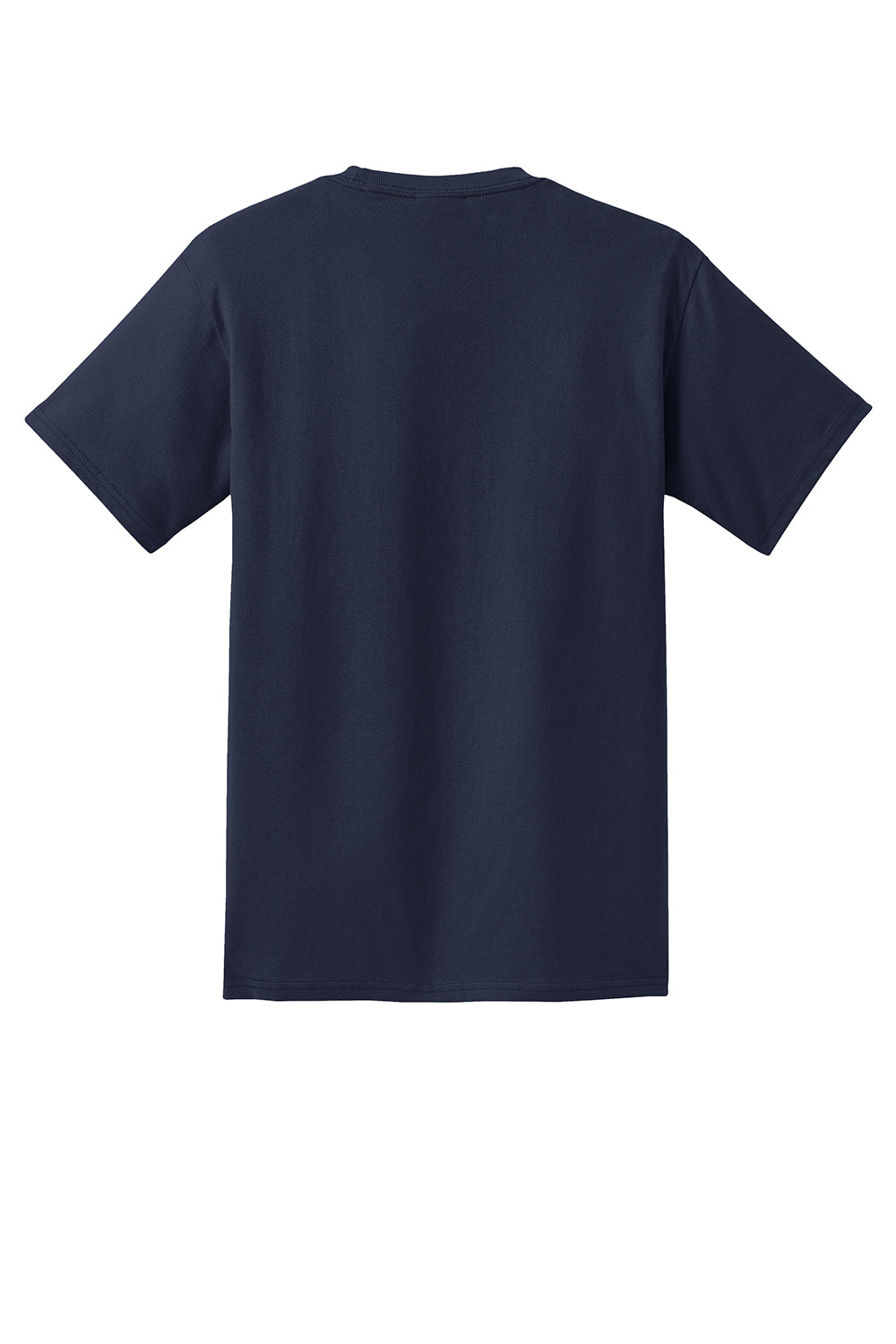 Port & Company PC61P/PC61PT Mens Essential Short Sleeve Crewneck T-Shirt w/ Pocket Deep Navy Blue Flat Back