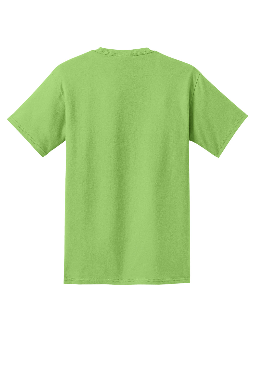 Port & Company PC61P/PC61PT Mens Essential Short Sleeve Crewneck T-Shirt w/ Pocket Lime Green Flat Back
