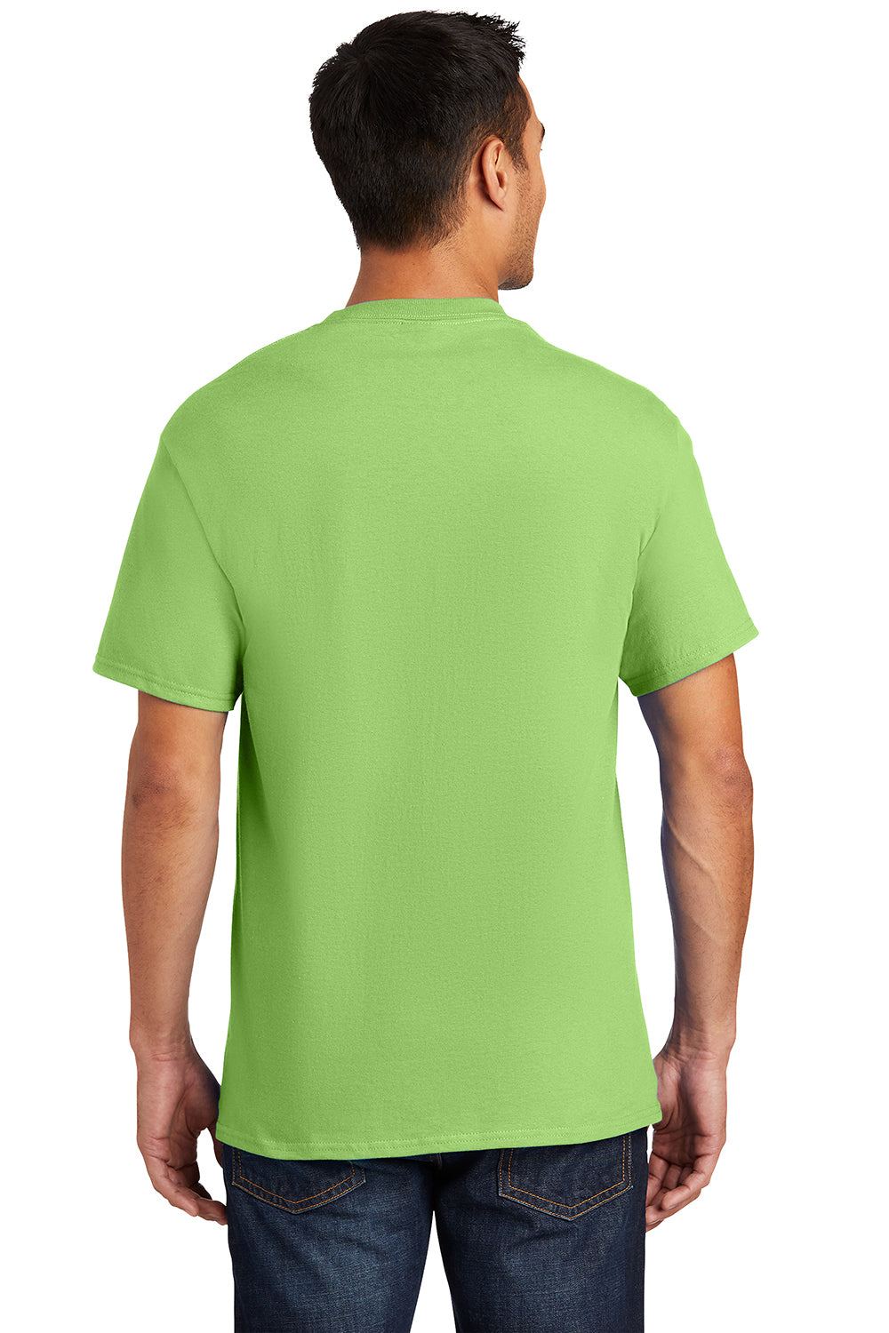 Port & Company PC61P/PC61PT Mens Essential Short Sleeve Crewneck T-Shirt w/ Pocket Lime Green Model Back