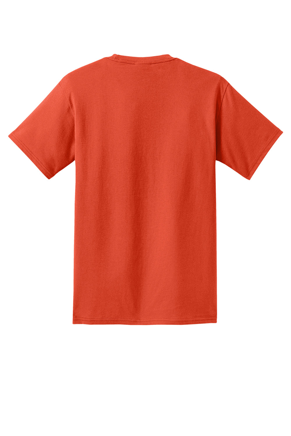 Port & Company PC61P/PC61PT Mens Essential Short Sleeve Crewneck T-Shirt w/ Pocket Orange Flat Back