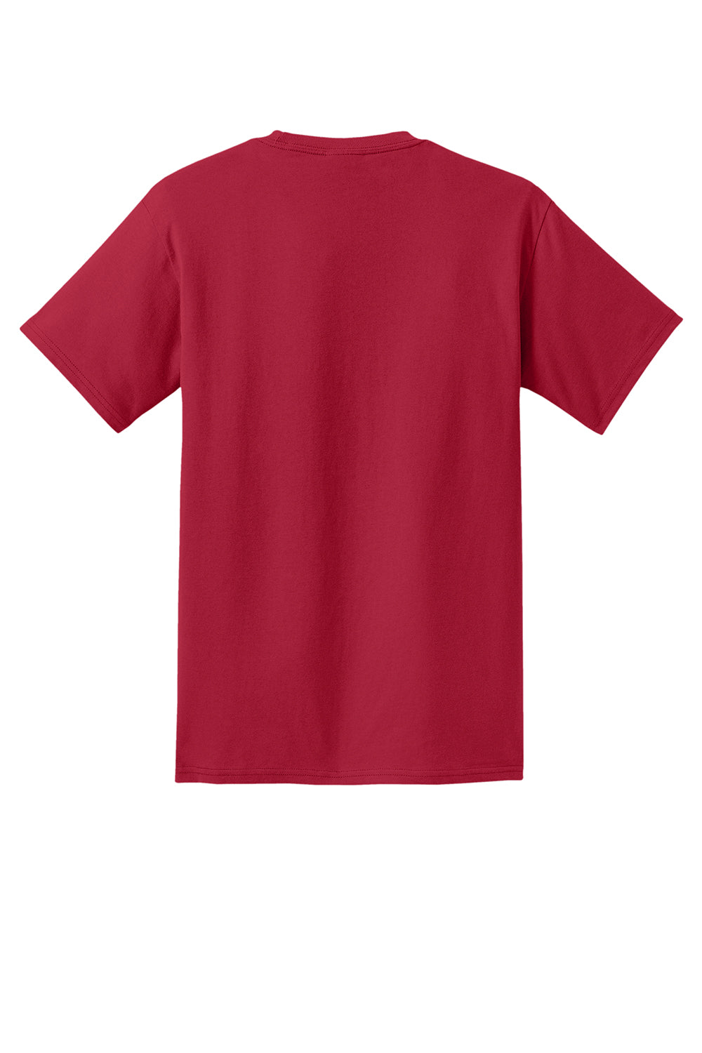 Port & Company PC61P/PC61PT Mens Essential Short Sleeve Crewneck T-Shirt w/ Pocket Red Flat Back