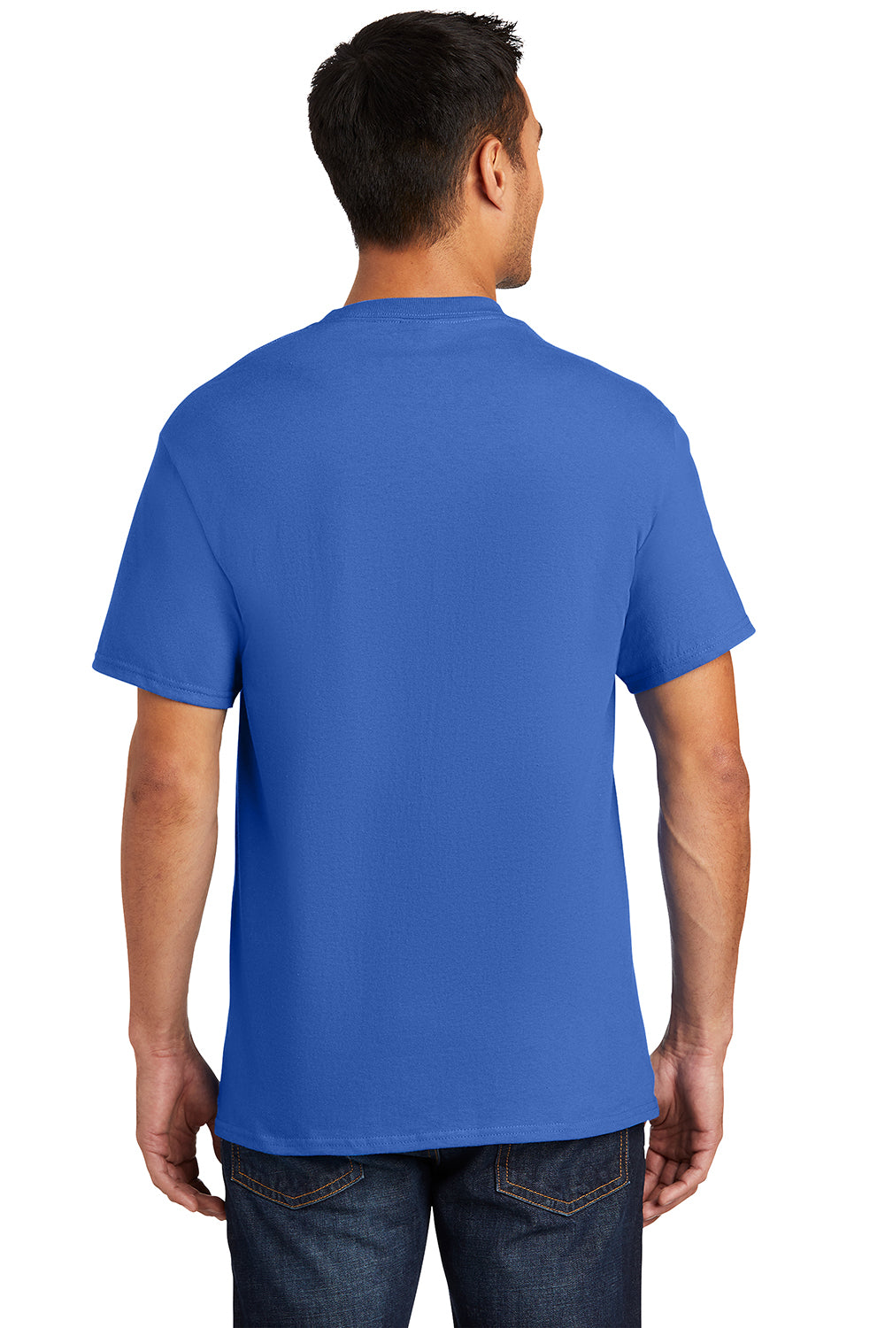 Port & Company PC61P/PC61PT Mens Essential Short Sleeve Crewneck T-Shirt w/ Pocket Royal Blue Model Back