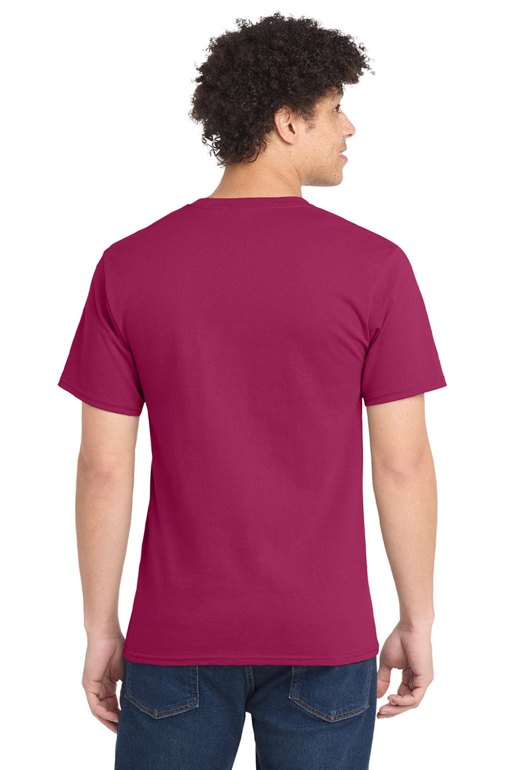 Port & Company PC61/PC61T Mens Essential Short Sleeve Crewneck T-Shirt Flush Pink Model Back