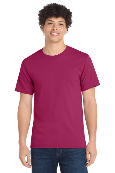 Port & Company PC61/PC61T Mens Essential Short Sleeve Crewneck T-Shirt Flush Pink Model Front