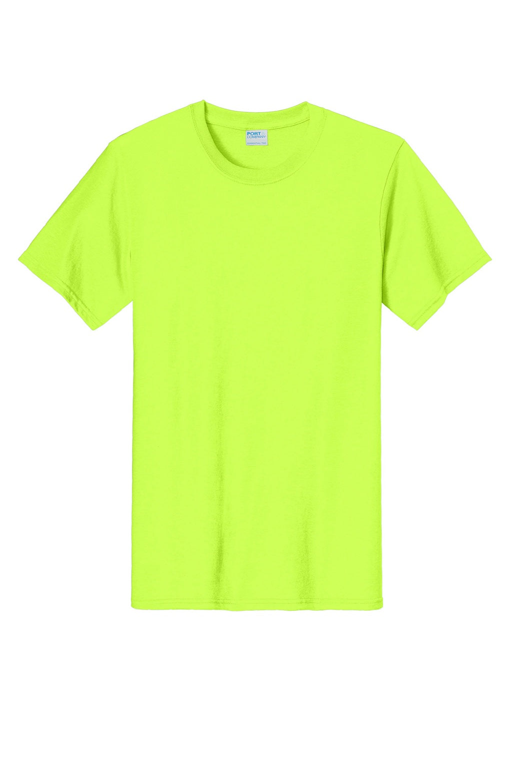 Port & Company PC61/PC61T Mens Essential Short Sleeve Crewneck T-Shirt Safety Green Flat Front