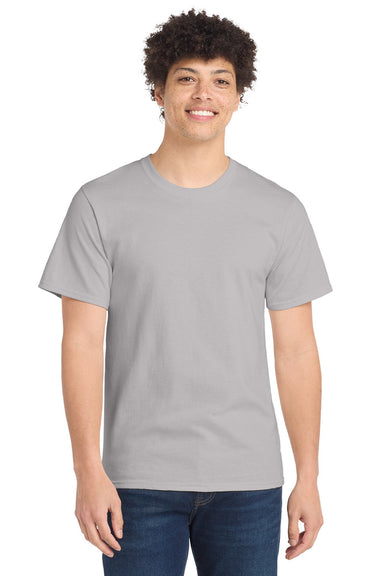 Port & Company PC61/PC61T Mens Essential Short Sleeve Crewneck T-Shirt Silver Grey Model Front