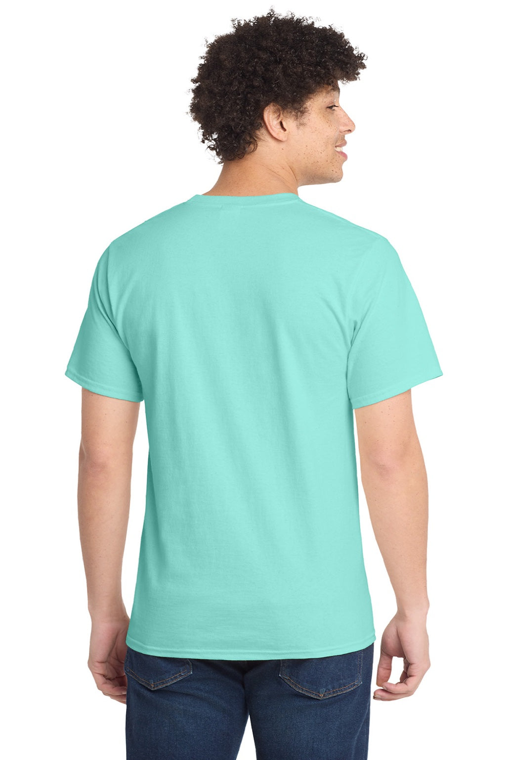 Port & Company PC61/PC61T Mens Essential Short Sleeve Crewneck T-Shirt True Celadon Blue Model Back