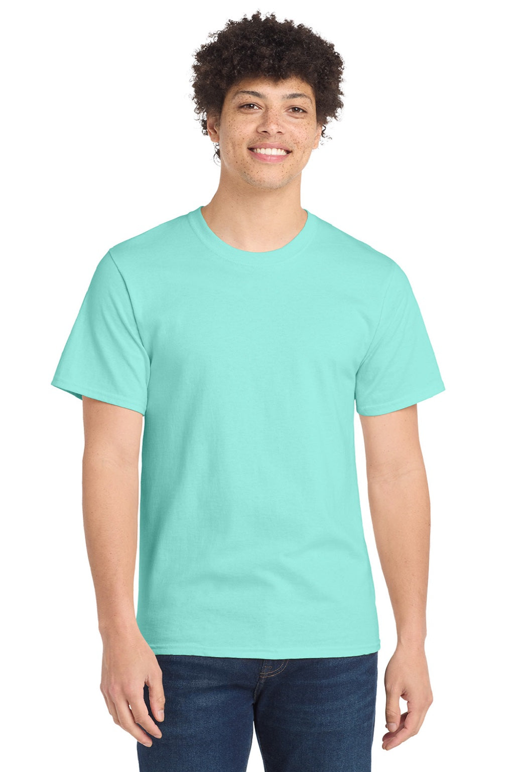 Port & Company PC61/PC61T Mens Essential Short Sleeve Crewneck T-Shirt True Celadon Blue Model Front