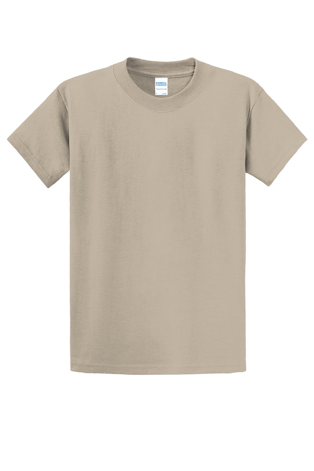 Port & Company PC61/PC61T Mens Essential Short Sleeve Crewneck T-Shirt Light Sand Brown Flat Front