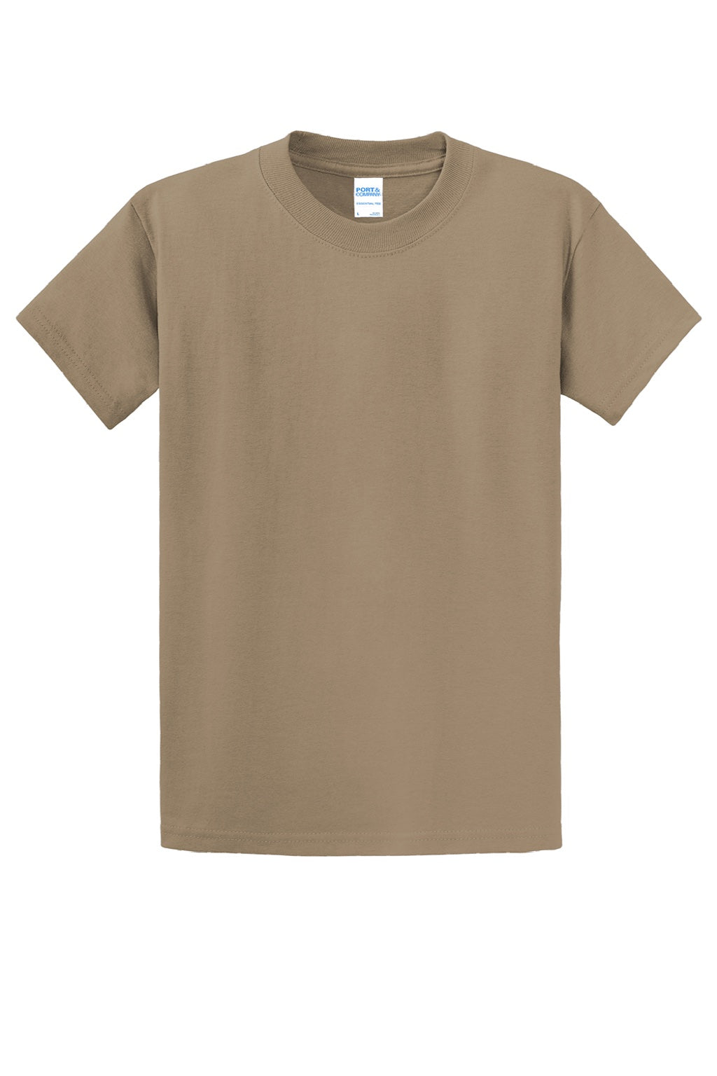 Port & Company PC61/PC61T Mens Essential Short Sleeve Crewneck T-Shirt Sand Brown Flat Front
