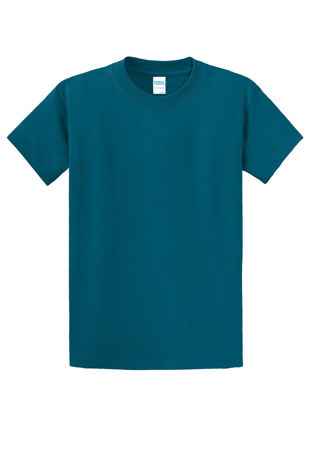 Port & Company PC61/PC61T Mens Essential Short Sleeve Crewneck T-Shirt Teal Blue Flat Front