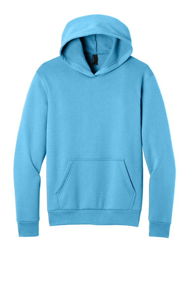 Port & Company PC68H Mens Easy Fleece Hooded Sweatshirt Hoodie w/ Pouch Pocket Aquatic Blue Flat Front