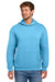 Port & Company PC68H Mens Easy Fleece Hooded Sweatshirt Hoodie w/ Pouch Pocket Aquatic Blue Model Front