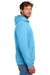 Port & Company PC68H Mens Easy Fleece Hooded Sweatshirt Hoodie w/ Pouch Pocket Aquatic Blue Model Side