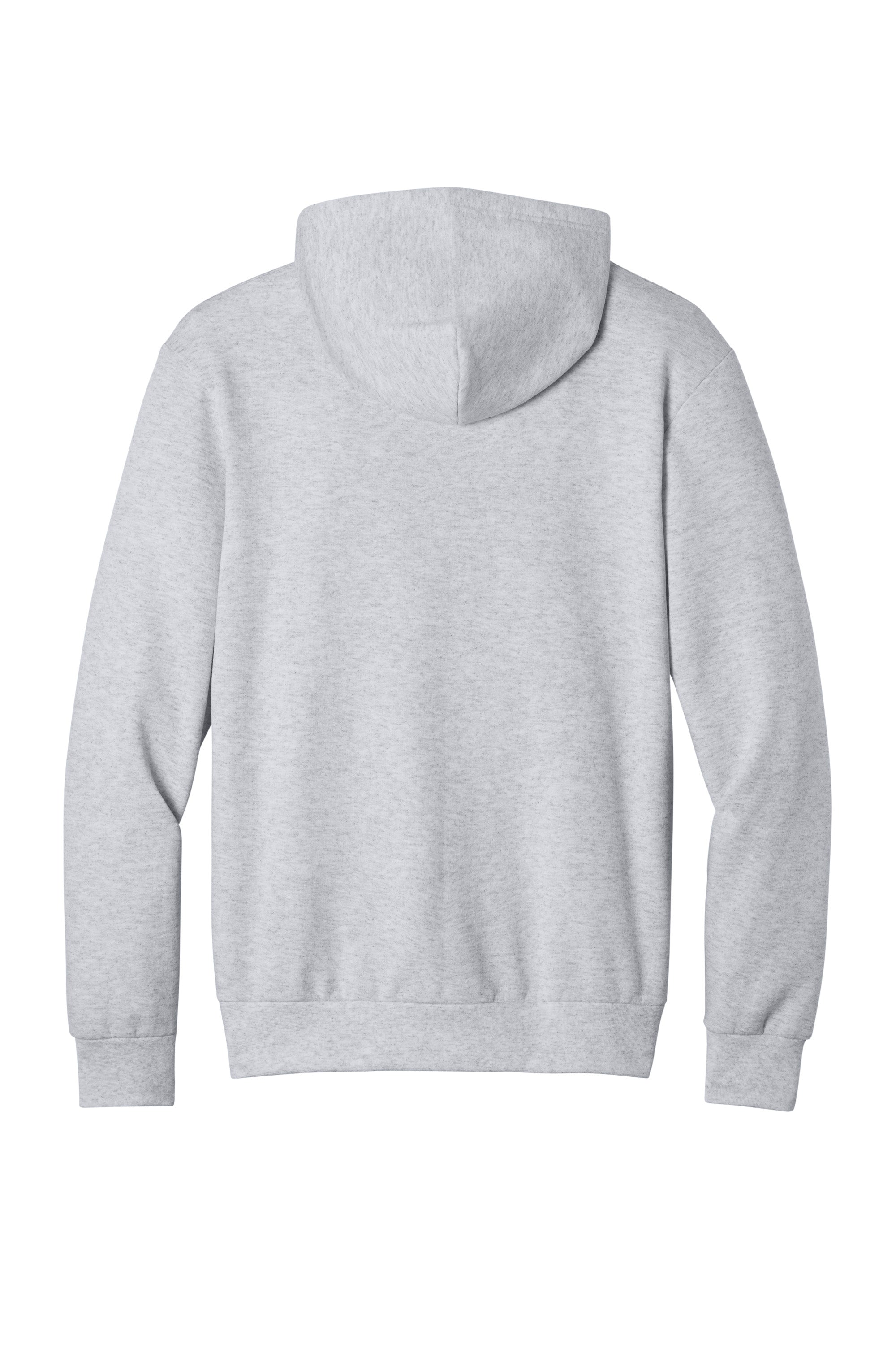 Port & Company PC68H Mens Easy Fleece Hooded Sweatshirt Hoodie w/ Pouch Pocket Ash Grey Flat Back