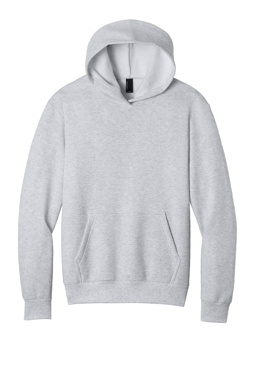 Port & Company PC68H Mens Easy Fleece Hooded Sweatshirt Hoodie w/ Pouch Pocket Ash Grey Flat Front