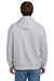 Port & Company PC68H Mens Easy Fleece Hooded Sweatshirt Hoodie w/ Pouch Pocket Ash Grey Model Back