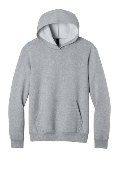 Port & Company PC68H Mens Easy Fleece Hooded Sweatshirt Hoodie w/ Pouch Pocket Heather Grey Flat Front