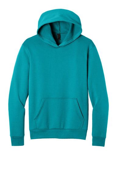 Port & Company PC68H Mens Easy Fleece Hooded Sweatshirt Hoodie w/ Pouch Pocket Bright Aqua Blue Flat Front