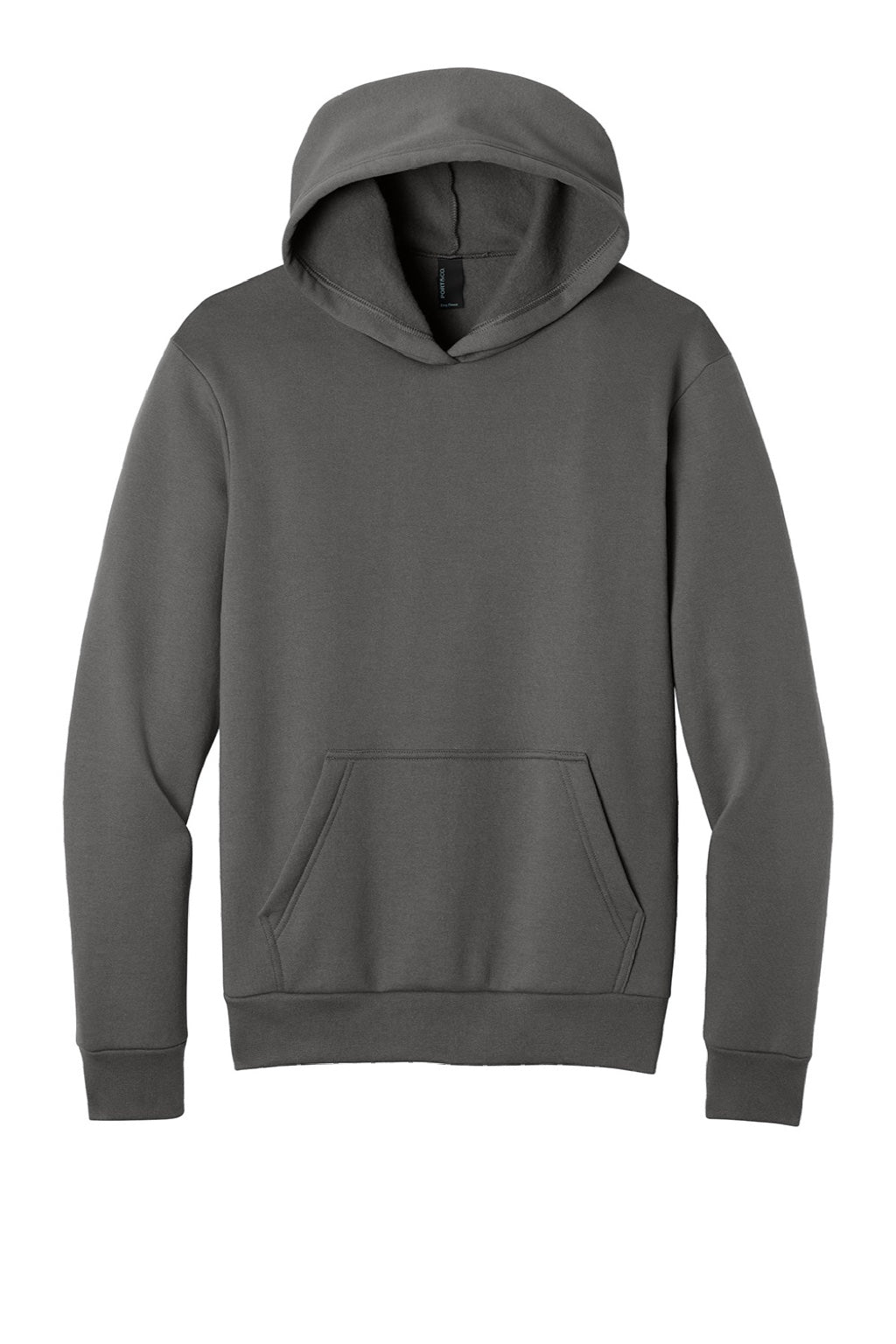 Port & Company PC68H Mens Easy Fleece Hooded Sweatshirt Hoodie w/ Pouch Pocket Charcoal Grey Flat Front