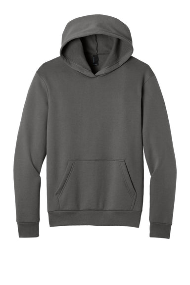 Port & Company PC68H Mens Easy Fleece Hooded Sweatshirt Hoodie w/ Pouch Pocket Charcoal Grey Flat Front