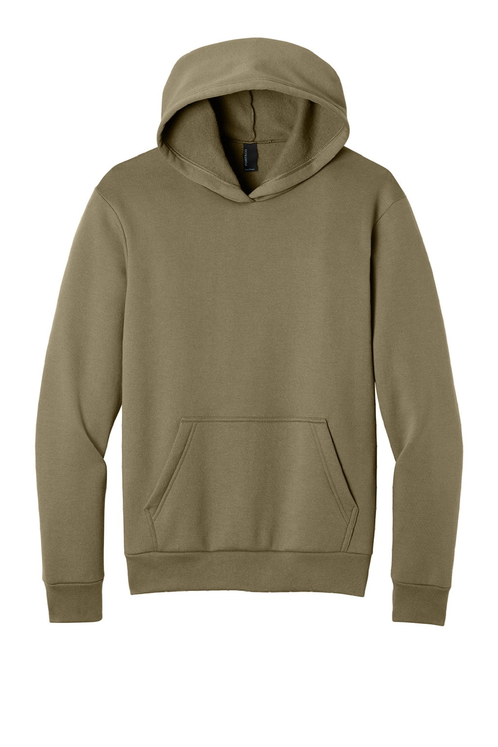 Port & Company PC68H Mens Easy Fleece Hooded Sweatshirt Hoodie w/ Pouch Pocket Coyote Brown Flat Front