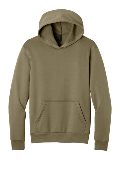 Port & Company PC68H Mens Easy Fleece Hooded Sweatshirt Hoodie w/ Pouch Pocket Coyote Brown Flat Front