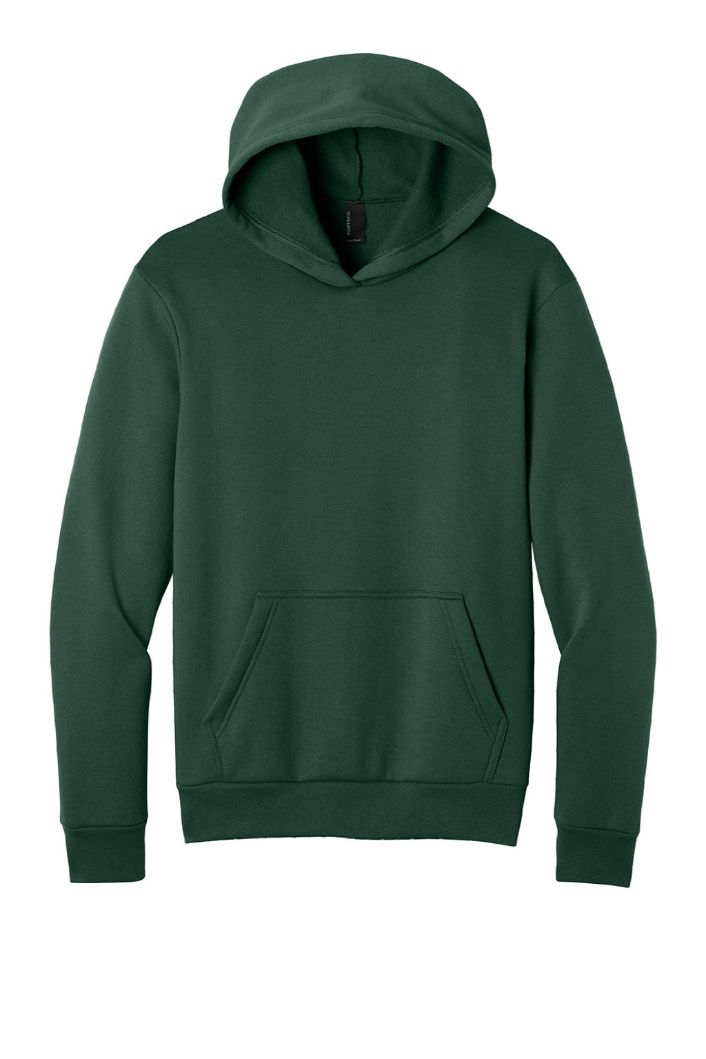Port & Company PC68H Mens Easy Fleece Hooded Sweatshirt Hoodie w/ Pouch Pocket Dark Green Flat Front