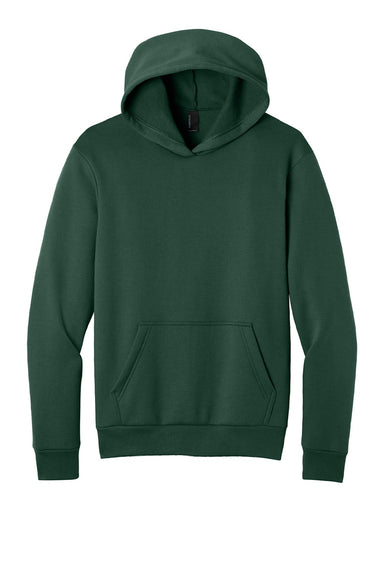 Port & Company PC68H Mens Easy Fleece Hooded Sweatshirt Hoodie w/ Pouch Pocket Dark Green Flat Front