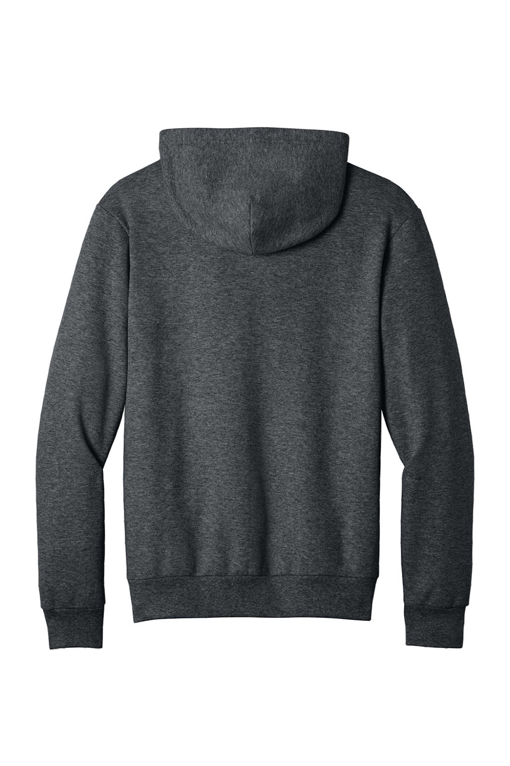 Port & Company PC68H Mens Easy Fleece Hooded Sweatshirt Hoodie w/ Pouch Pocket Heather Dark Grey Flat Back