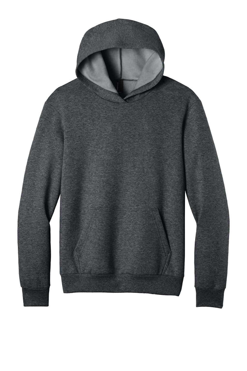 Port & Company PC68H Mens Easy Fleece Hooded Sweatshirt Hoodie w/ Pouch Pocket Heather Dark Grey Flat Front
