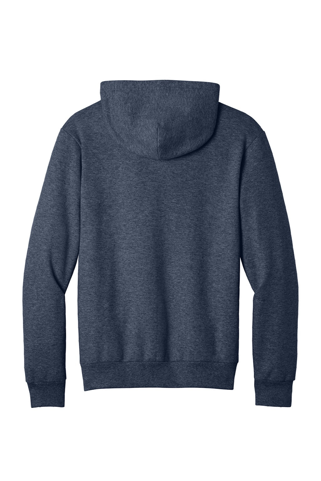 Port & Company PC68H Mens Easy Fleece Hooded Sweatshirt Hoodie w/ Pouch Pocket Heather Navy Blue Flat Back