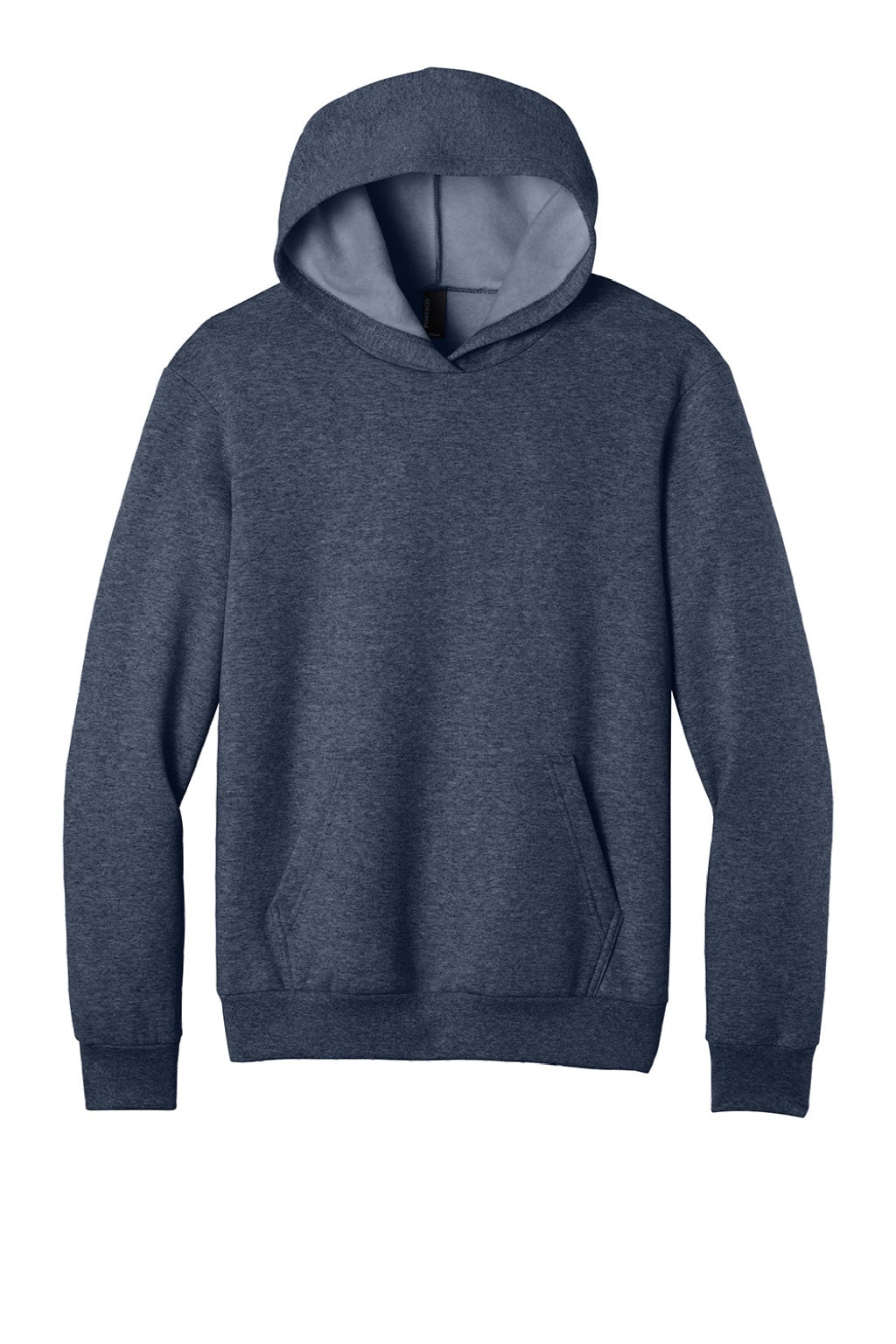 Port & Company PC68H Mens Easy Fleece Hooded Sweatshirt Hoodie w/ Pouch Pocket Heather Navy Blue Flat Front