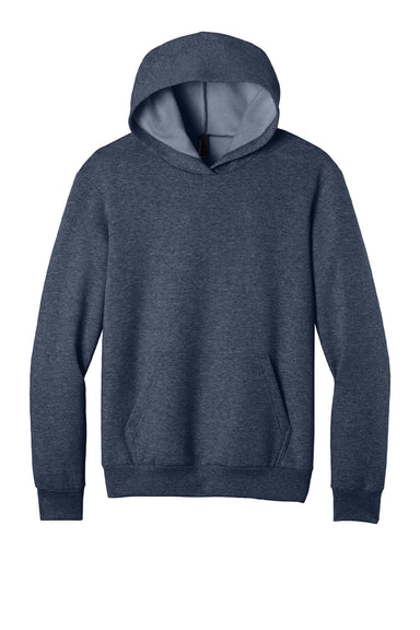 Port & Company PC68H Mens Easy Fleece Hooded Sweatshirt Hoodie w/ Pouch Pocket Heather Navy Blue Flat Front