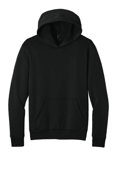 Port & Company PC68H Mens Easy Fleece Hooded Sweatshirt Hoodie w/ Pouch Pocket Jet Black Flat Front