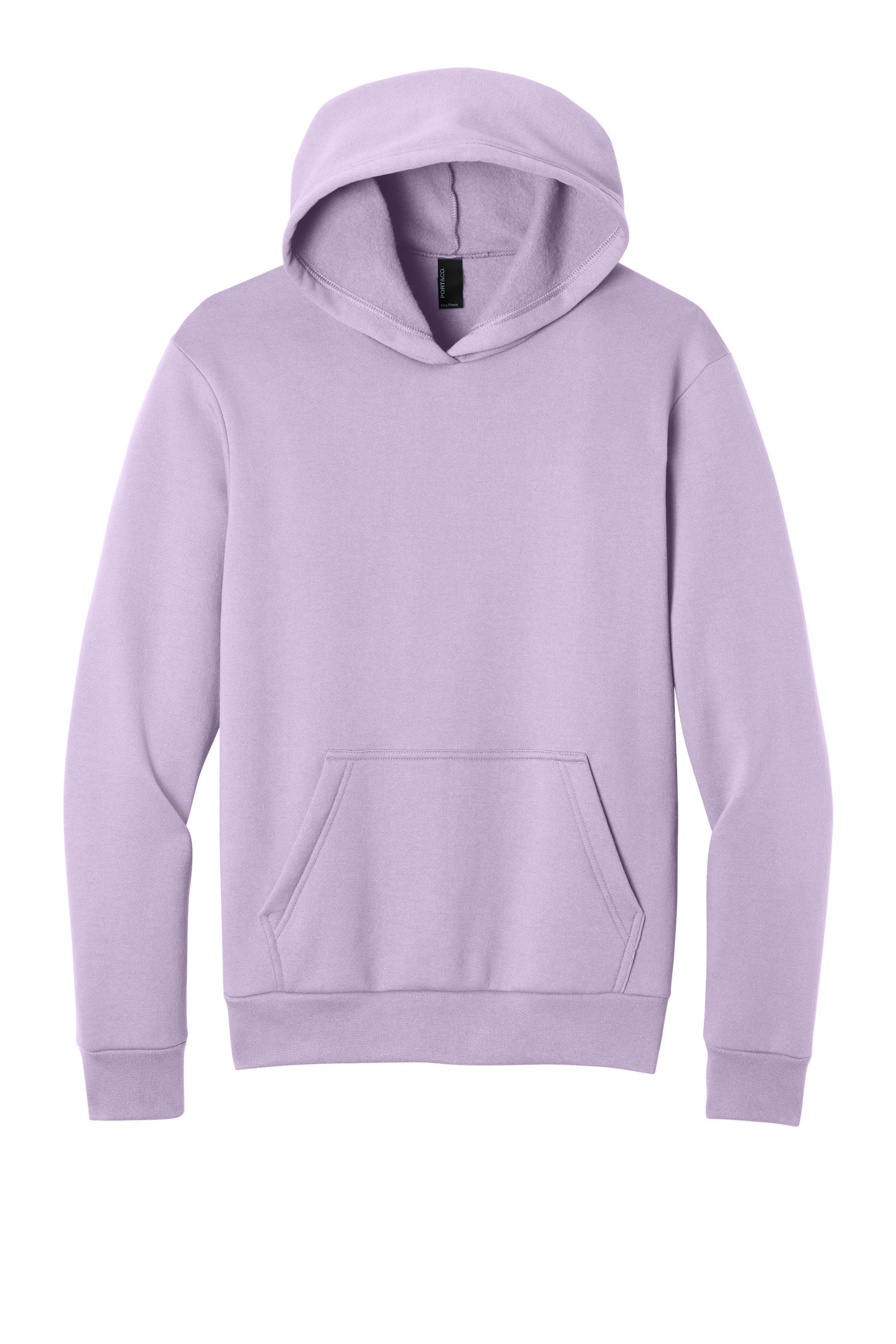 Port & Company PC68H Mens Easy Fleece Hooded Sweatshirt Hoodie w/ Pouch Pocket Lavender Purple Flat Front