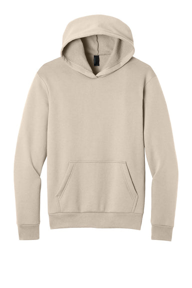 Port & Company PC68H Mens Easy Fleece Hooded Sweatshirt Hoodie w/ Pouch Pocket Light Sand Brown Flat Front