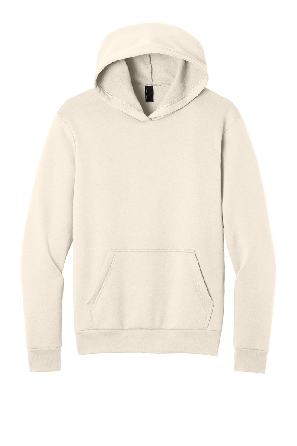 Port & Company PC68H Mens Easy Fleece Hooded Sweatshirt Hoodie w/ Pouch Pocket Natural Flat Front
