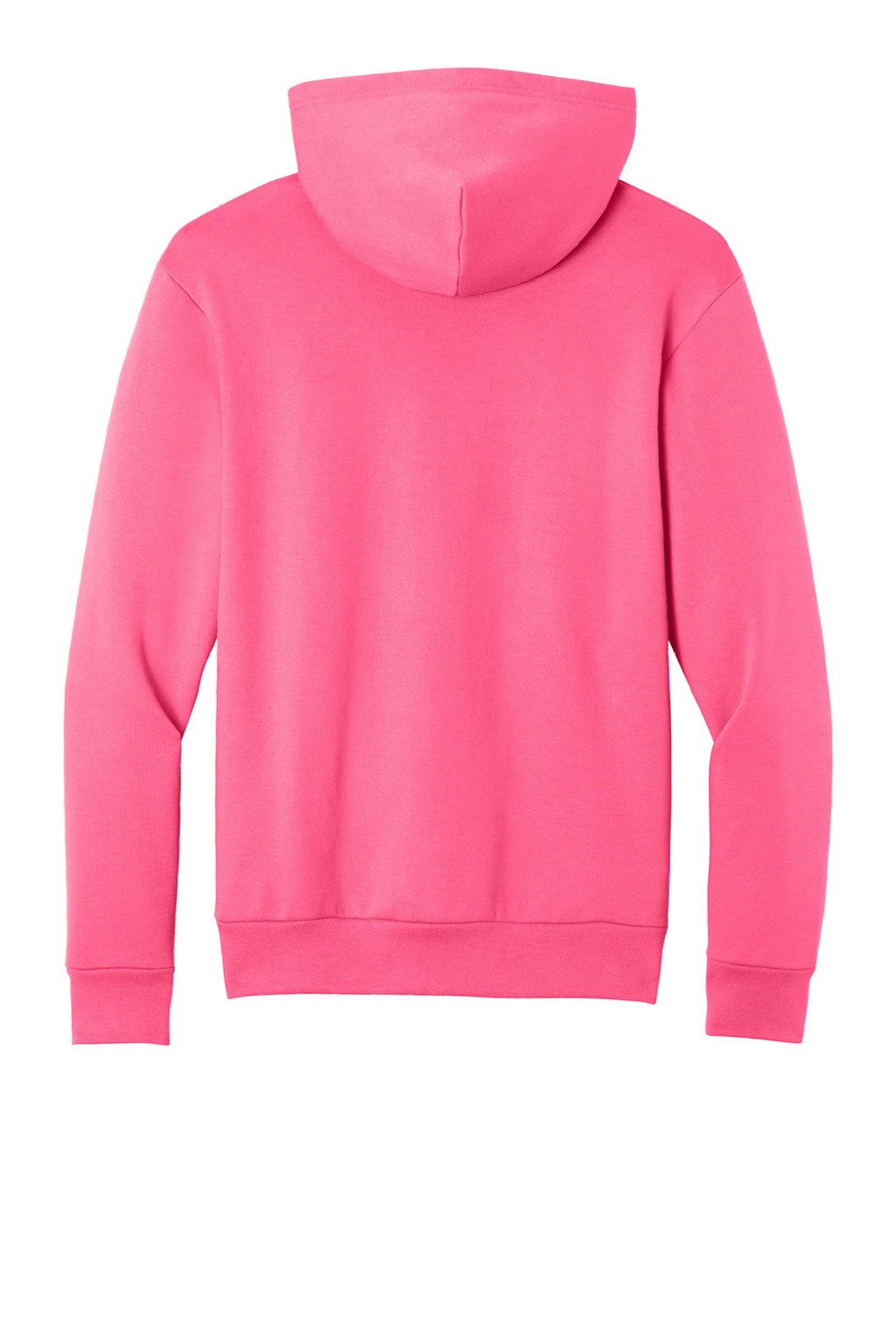 Port & Company PC68H Mens Easy Fleece Hooded Sweatshirt Hoodie w/ Pouch Pocket Neon Pink Flat Back
