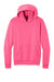 Port & Company PC68H Mens Easy Fleece Hooded Sweatshirt Hoodie w/ Pouch Pocket Neon Pink Flat Front