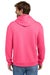 Port & Company PC68H Mens Easy Fleece Hooded Sweatshirt Hoodie w/ Pouch Pocket Neon Pink Model Back